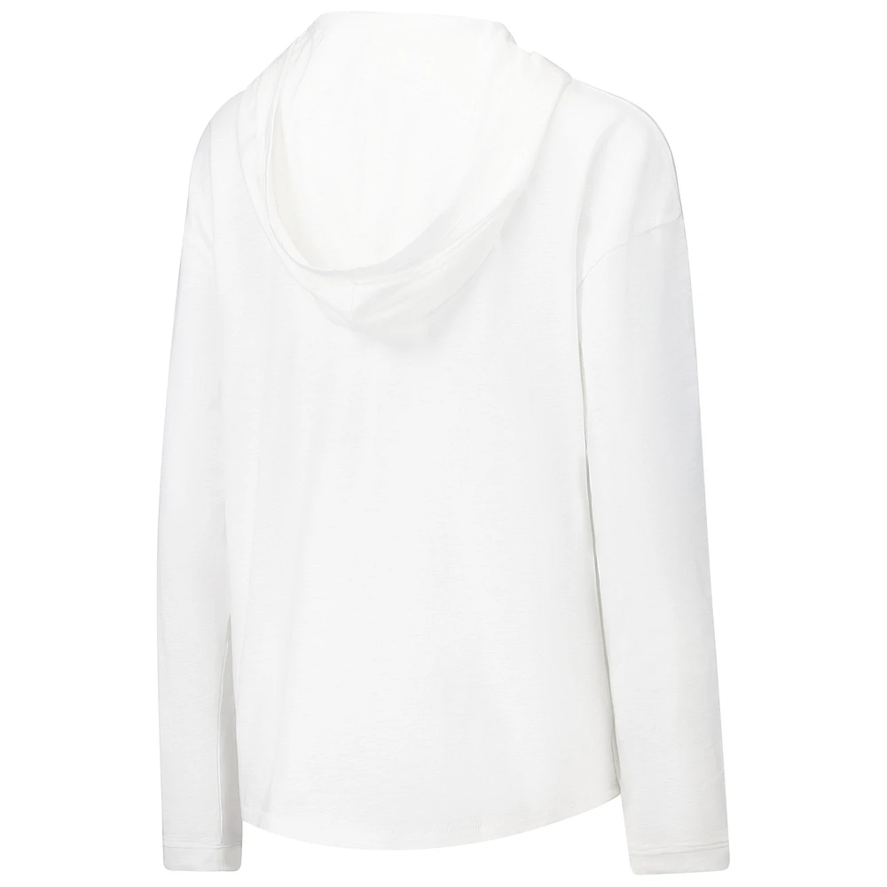 Women's League Collegiate Wear White South Carolina Gamecocks Slub Long Sleeve V-Neck Hoodie T-Shirt