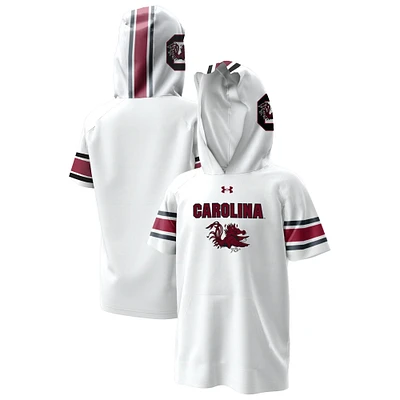 T-shirt à capuche raglan en jersey ArmourFuse blanc pour jeunes Under Armour Gamecocks de Caroline du Sud