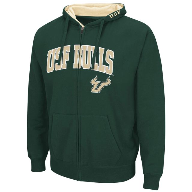 Sweat à capuche entièrement zippé Colosseum Green South Florida Bulls Arch & Logo pour homme