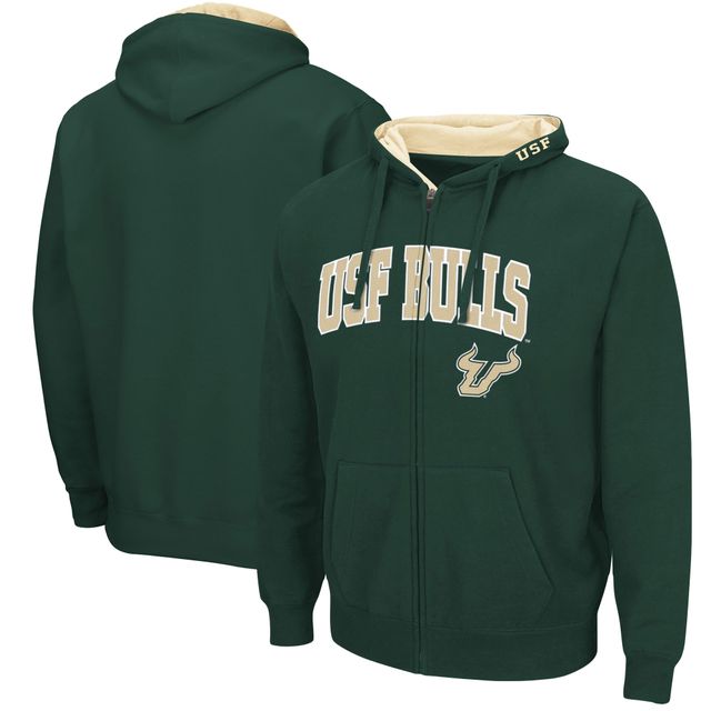 Sweat à capuche entièrement zippé Colosseum Green South Florida Bulls Arch & Logo pour homme