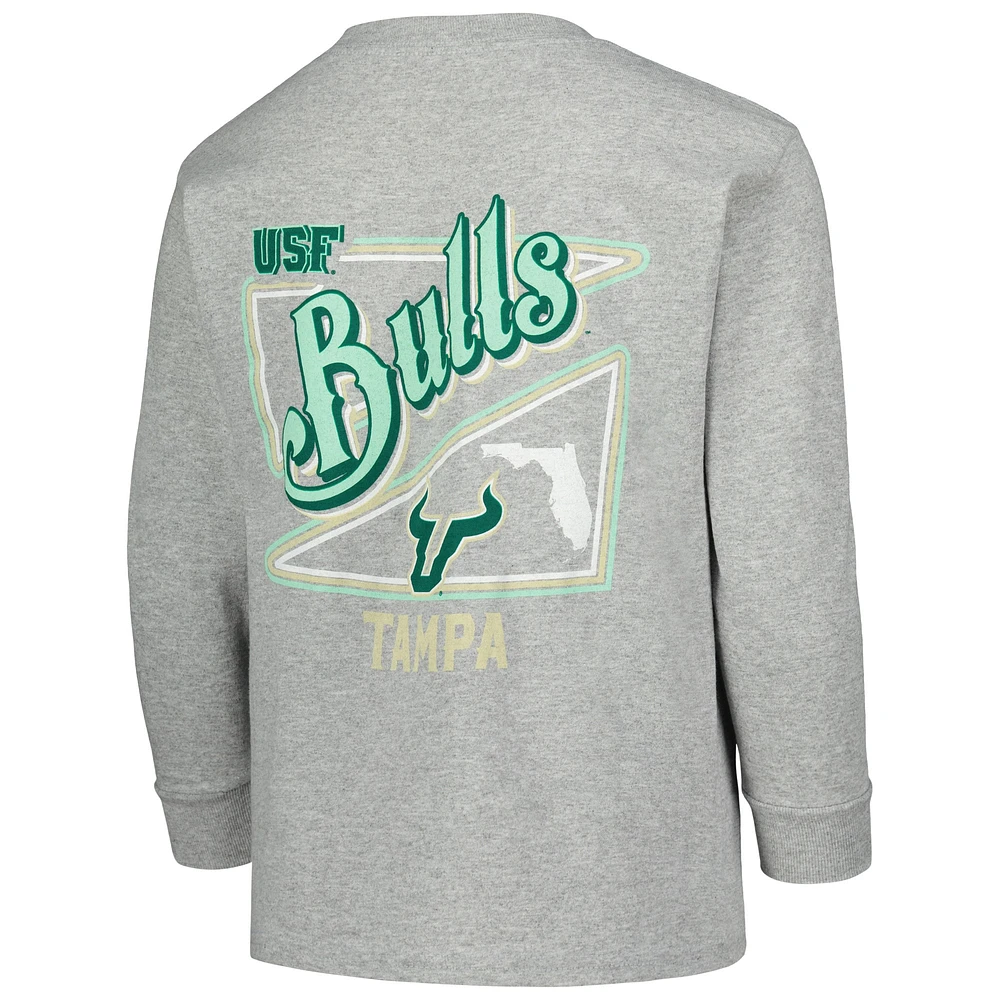 Youth Gray South Florida Bulls Retro Script Long Sleeve T-Shirt