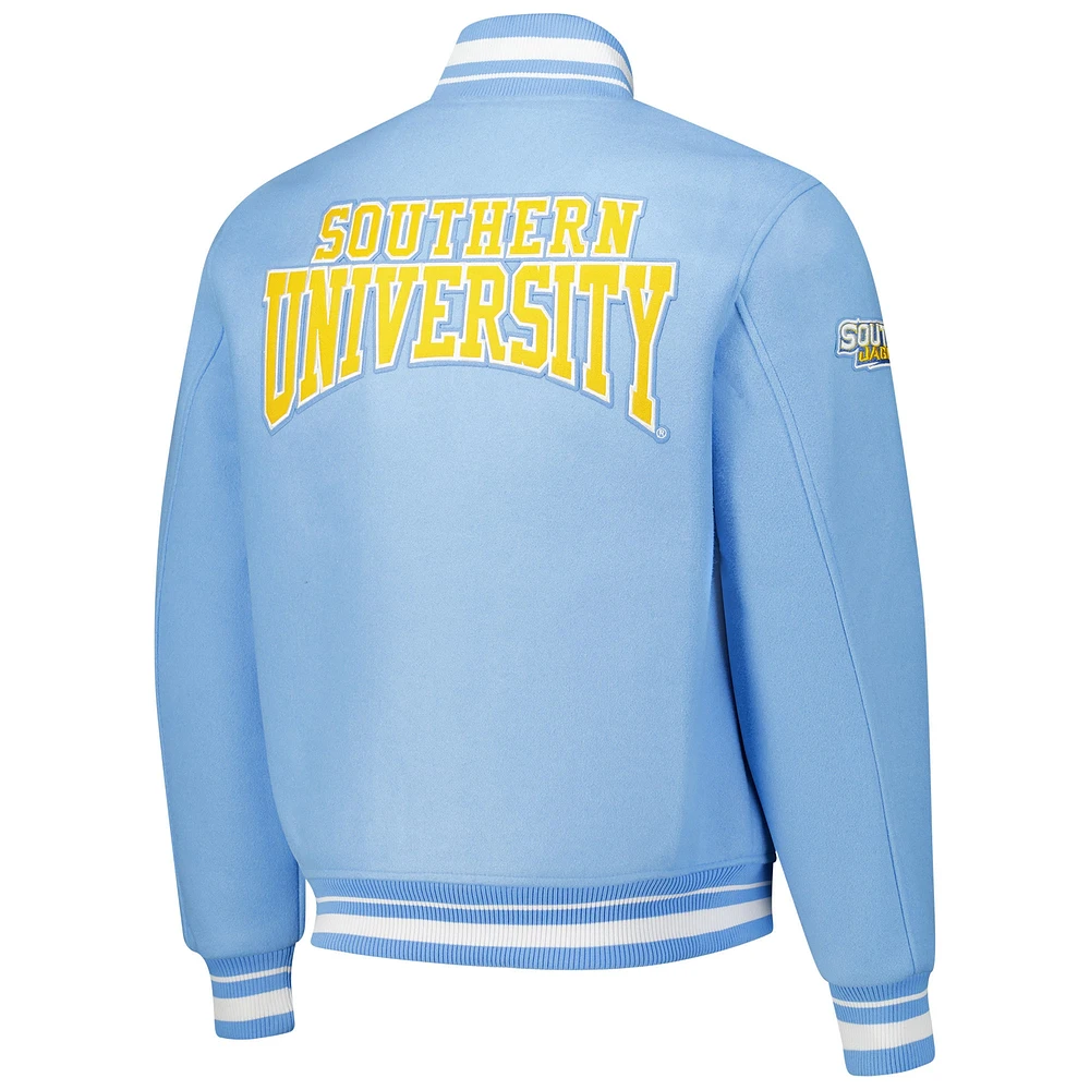 Men's Pro Standard Light Blue Southern University Jaguars Crest Wool Full-Zip Jacket