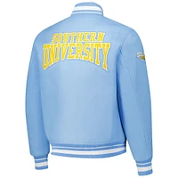 Men's Pro Standard Light Blue Southern University Jaguars Crest Wool Full-Zip Jacket