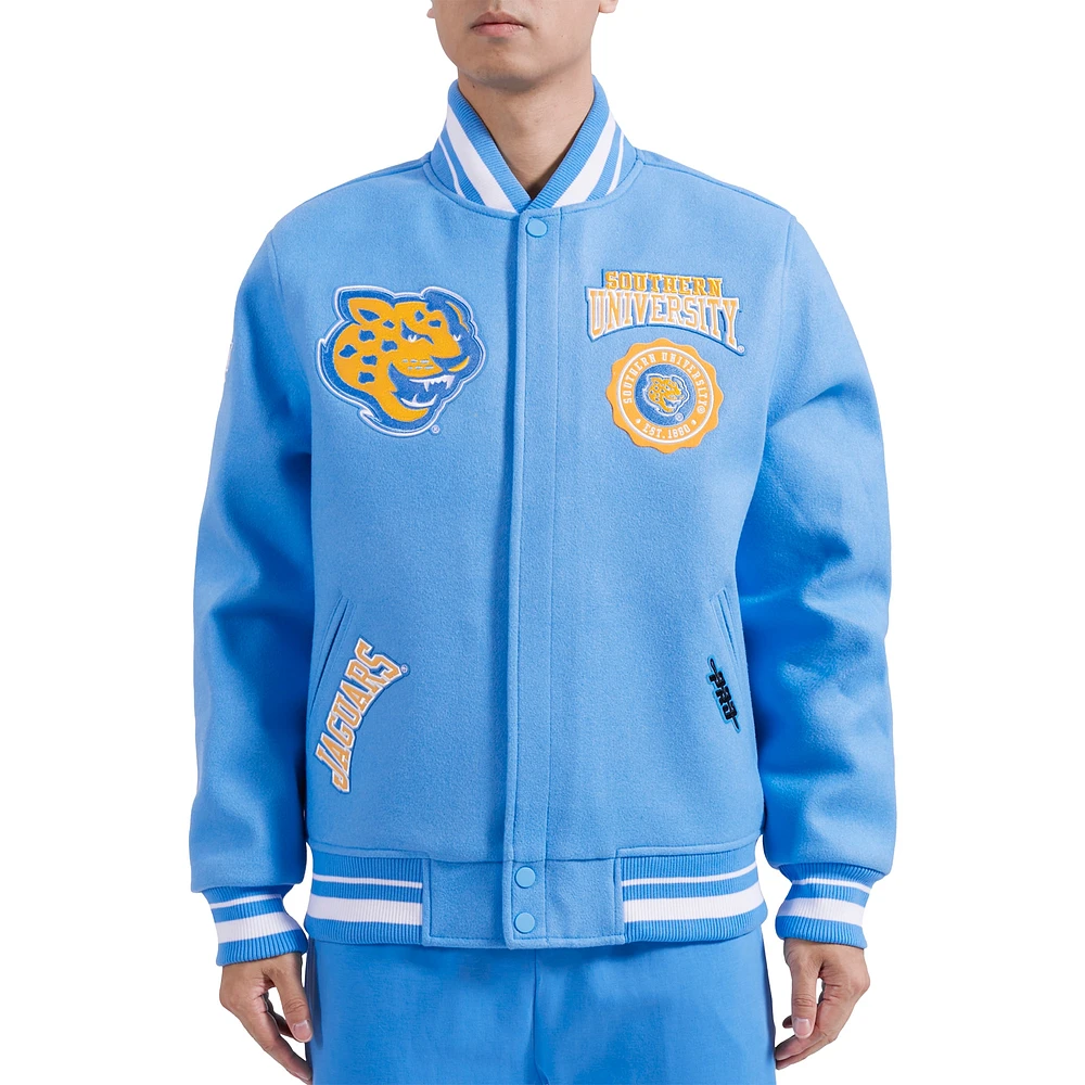 Men's Pro Standard Light Blue Southern University Jaguars Crest Wool Full-Zip Jacket