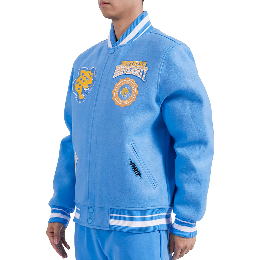 Men's Pro Standard Light Blue Southern University Jaguars Crest Wool Full-Zip Jacket