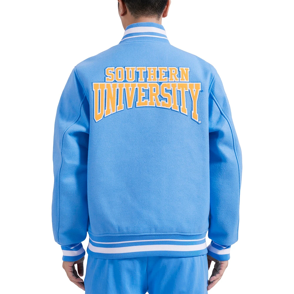 Men's Pro Standard Light Blue Southern University Jaguars Crest Wool Full-Zip Jacket