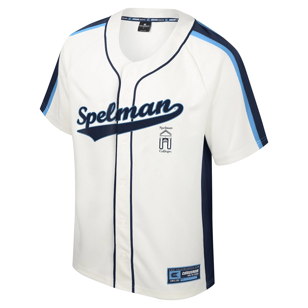 Maillot de baseball boutonné Ruth Spelman College Jaguars Colosseum crème pour hommes