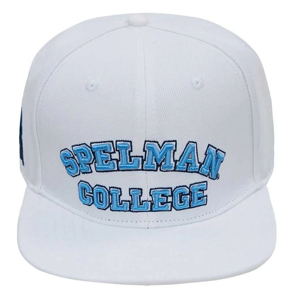 Men's Pro Standard White Spelman College Jaguars Primary Logo Wool Snapback Hat
