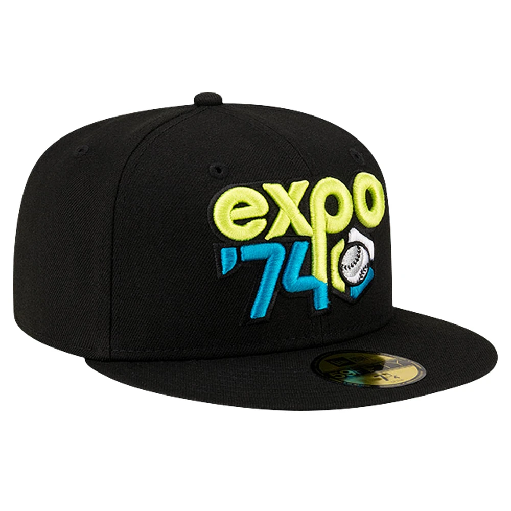 Casquette ajustée 59FIFTY New Era noire sur le thème des Indiens de Spokane pour hommes