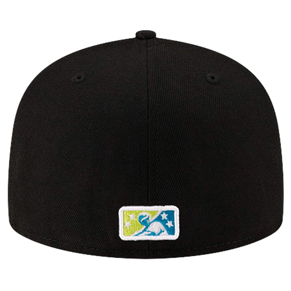 Casquette ajustée 59FIFTY New Era noire sur le thème des Indiens de Spokane pour hommes