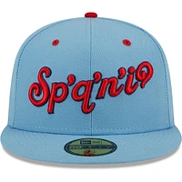 Men's New Era Light Blue Spokane Indians Alternate Logo Authentic Collection 59FIFTY Fitted Hat