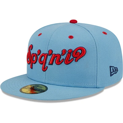 Casquette ajustée 59FIFTY avec logo alternatif Spokane Indians New Era pour homme, bleu clair, collection authentique