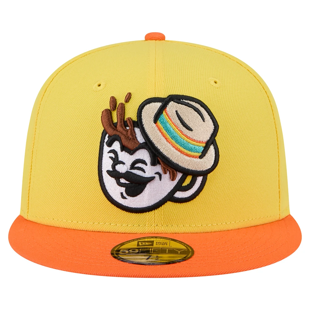 Men's New Era Yellow Spokane Indians Copa de la Diversión 59FIFTY Fitted Hat