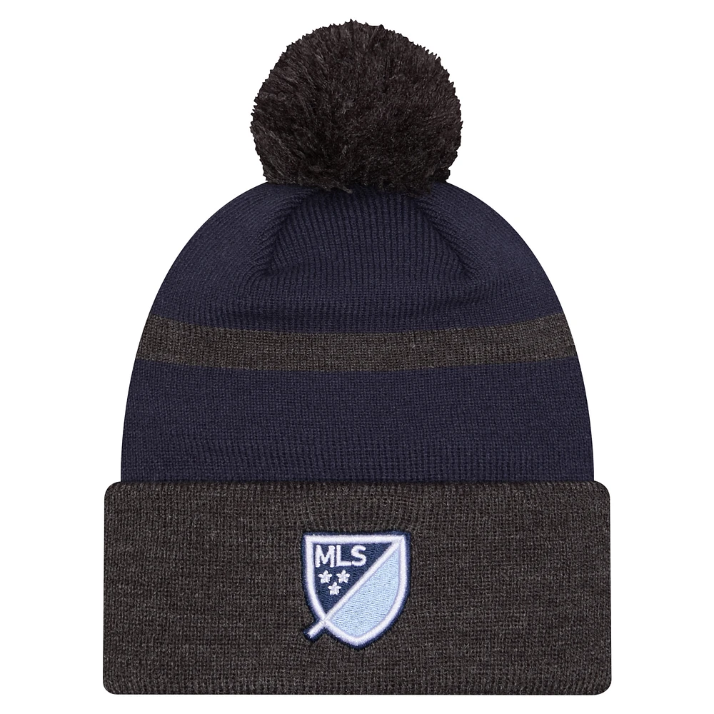 Men's New Era  Blue Sporting Kansas City 2025 Kickoff Cuffed Knit Hat with Pom