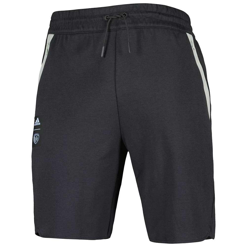 Men's adidas Black Sporting Kansas City 2023 Player Travel Shorts