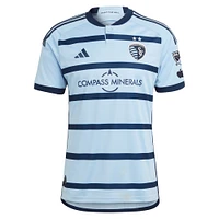 Maillot de joueur authentique adidas Daniel Salloi Sporting Kansas City 2023 Hoops 4.0 bleu clair pour homme