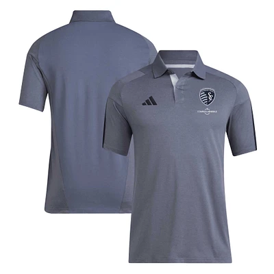 Polo d'entraînement adidas Sporting Kansas City 2024 pour homme, gris