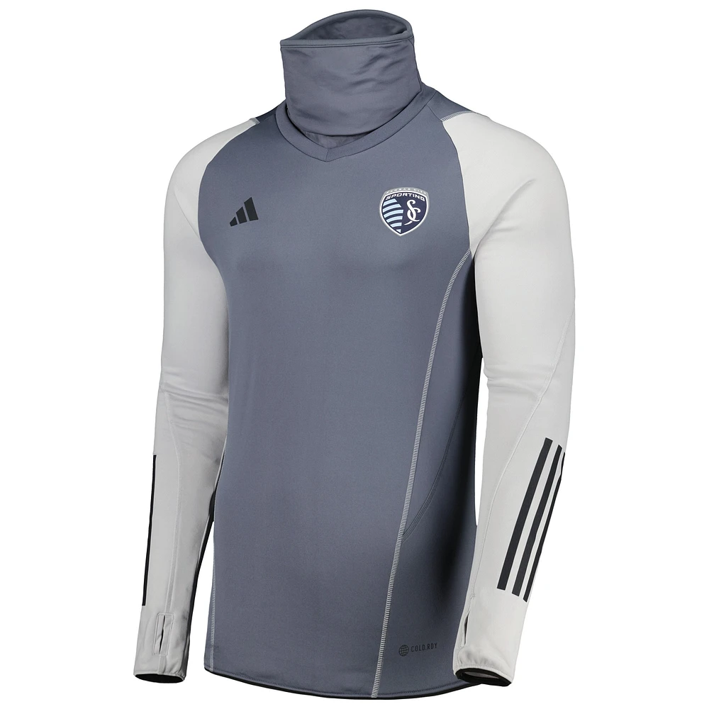 Men's adidas Gray Sporting Kansas City Warm Raglan COLD.RDY Top