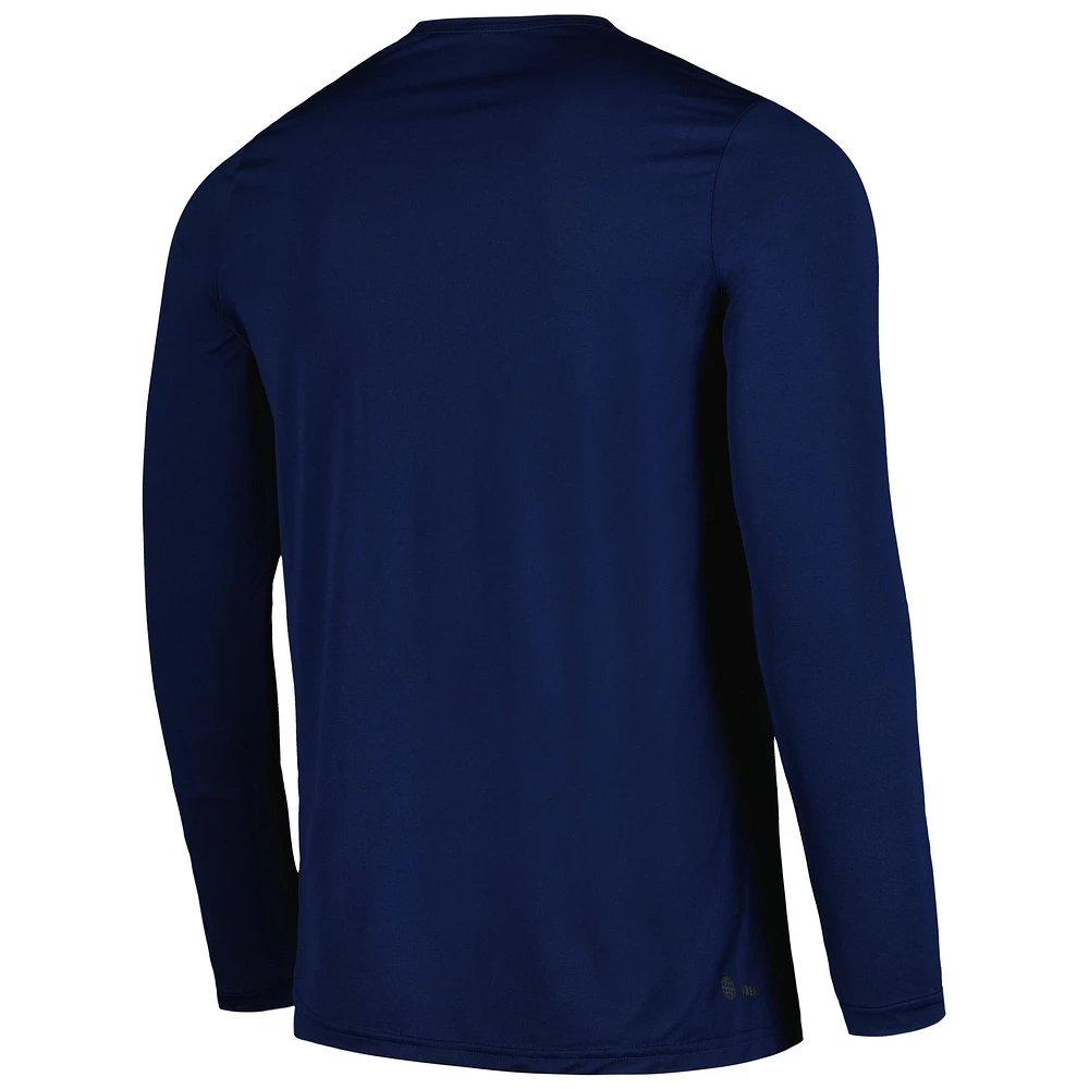 Men's adidas Navy Sporting Kansas City 2024 Jersey Hook AEROREADY Long Sleeve T-Shirt