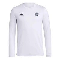 T-shirt à manches longues adidas Sporting Kansas City Local Stoic pour hommes, blanc