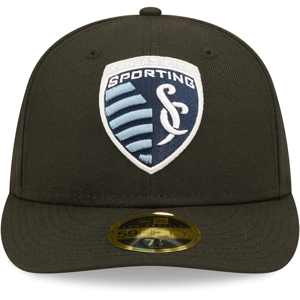 Men's New Era Black Sporting Kansas City Primary Logo Low Profile 59FIFTY Fitted Hat