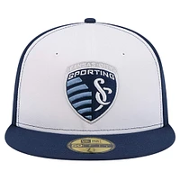 Men's New Era White/Navy Sporting Kansas City 2024 Kick Off Collection 59FIFTY Fitted Hat