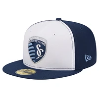 Men's New Era White/Navy Sporting Kansas City 2024 Kick Off Collection 59FIFTY Fitted Hat