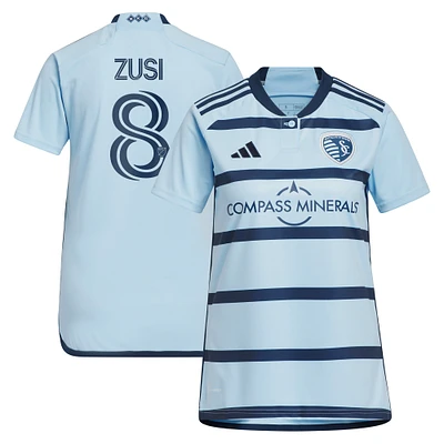 Women's adidas Graham Zusi Light Blue Sporting Kansas City 2023 Hoops 4.0 Replica Player Jersey