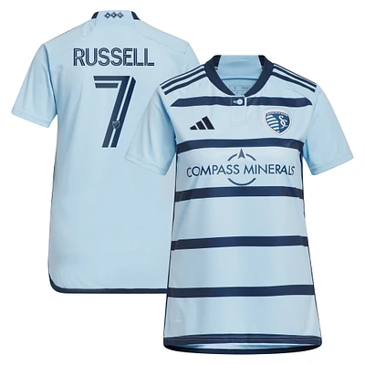 Adidas Johnny Russell Sporting Kansas City 2023 Hoops 4.0 Replica Player Maillot bleu clair pour femme