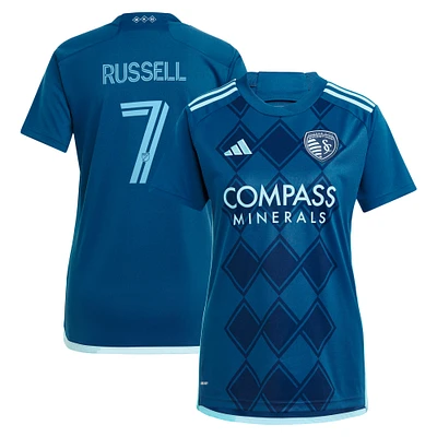 Maillot de joueur adidas Johnny Russell Navy Sporting Kansas City 2024 Diamonds Our Forever Replica pour femme
