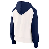 Women's Fanatics White Sporting Kansas City Free Kick Fleece Raglan Pullover Hoodie