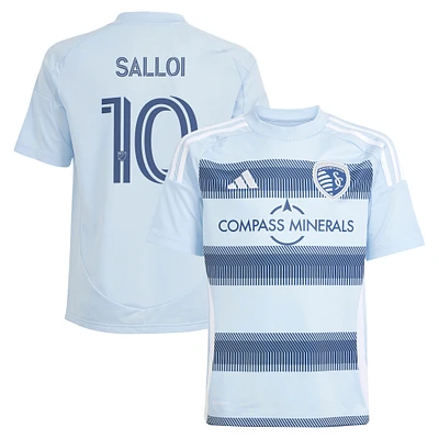 Maillot de joueur réplique adidas Daniel Salloi bleu clair Sporting Kansas City 2025 One KC pour jeune