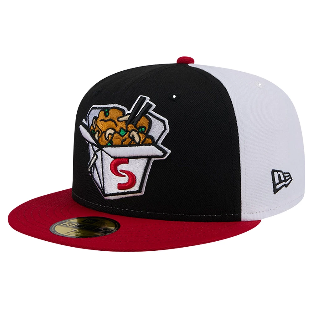 Casquette ajustée 59FIFTY noire New Era pour hommes, soirée à thème Cashew Chicken des Springfield Cardinals