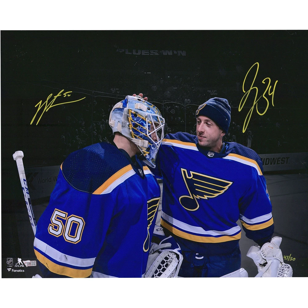 Jordan Binnington & Jake Allen St. Louis Blues Autographed 16" x 20" Spotlight Photograph - Limited Edition of 50