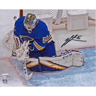 Jordan Binnington St. Louis Blues Autographed 8" x 10" Overhead Glove Save Photograph