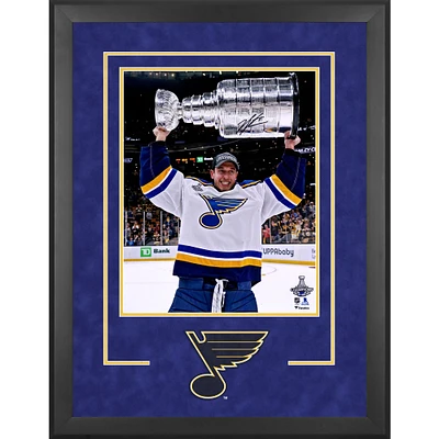 Jordan Binnington St. Louis Blues Deluxe Framed Autographed 16" x 20" 2019 Stanley Cup Champions Deluxe Raising Cup Photograph