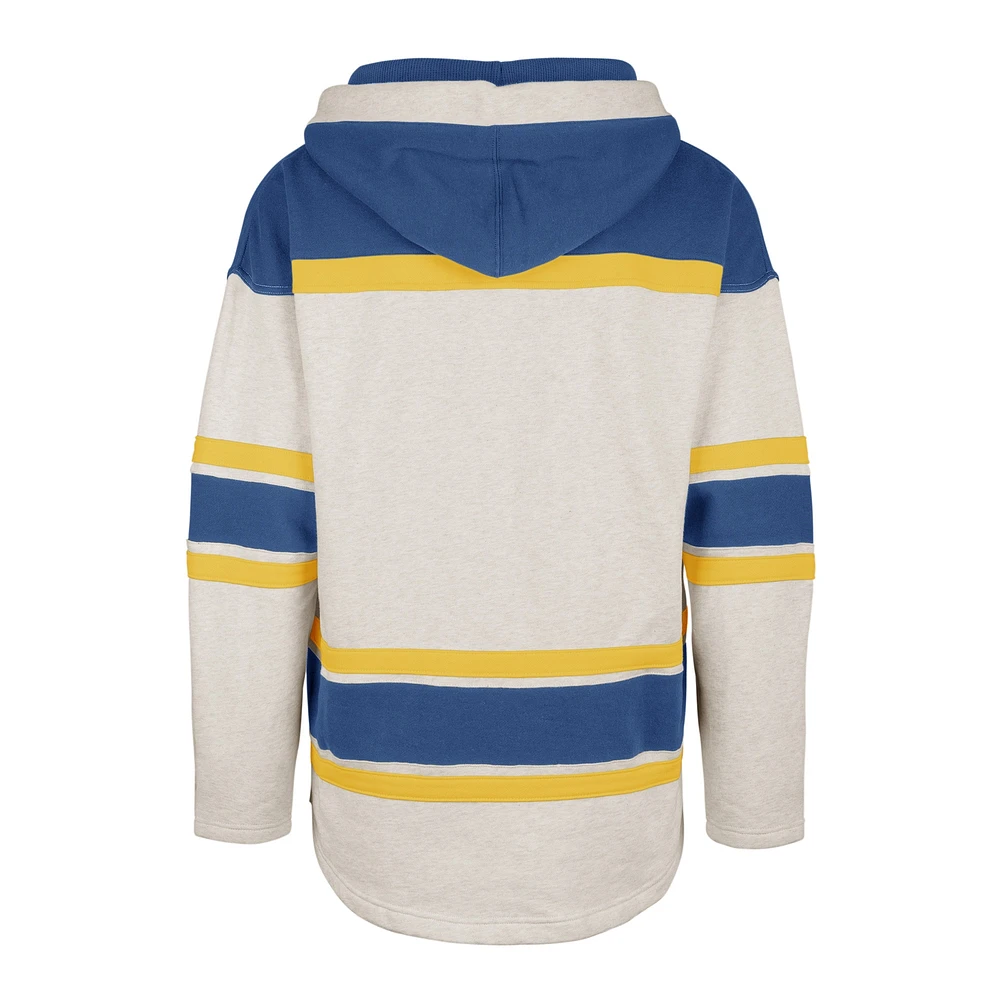 Men's '47 Oatmeal St. Louis Blues Rockaway Lace-Up Pullover Hoodie