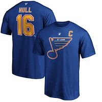 Men's Brett Hull Blue St. Louis Blues Authentic Stack Retired Player Name & Number T-Shirt