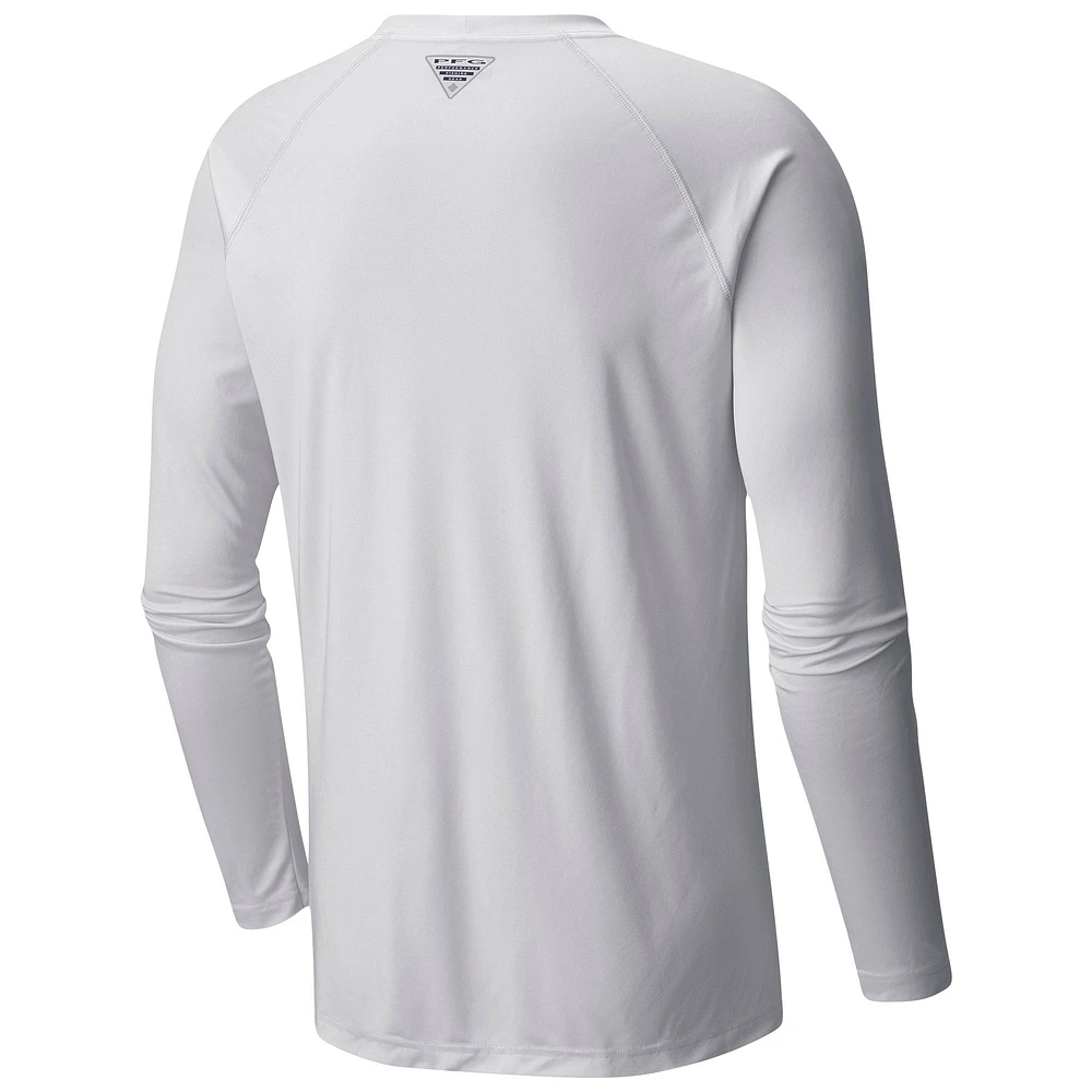Men's  Columbia White St. Louis Blues Terminal Tackle Omni-Shade Raglan Long Sleeve T-Shirt
