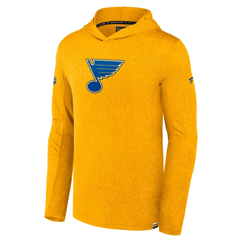 Men's Fanatics Gold St. Louis Blues Authentic Pro Pullover Hoodie