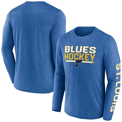 T-shirt synthétique à manches longues emblématique Fanatics Heather Blue St. Louis Blues Sweep pour homme