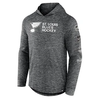Men's Fanatics  Heather Charcoal St. Louis Blues Stacked Long Sleeve Hoodie T-Shirt