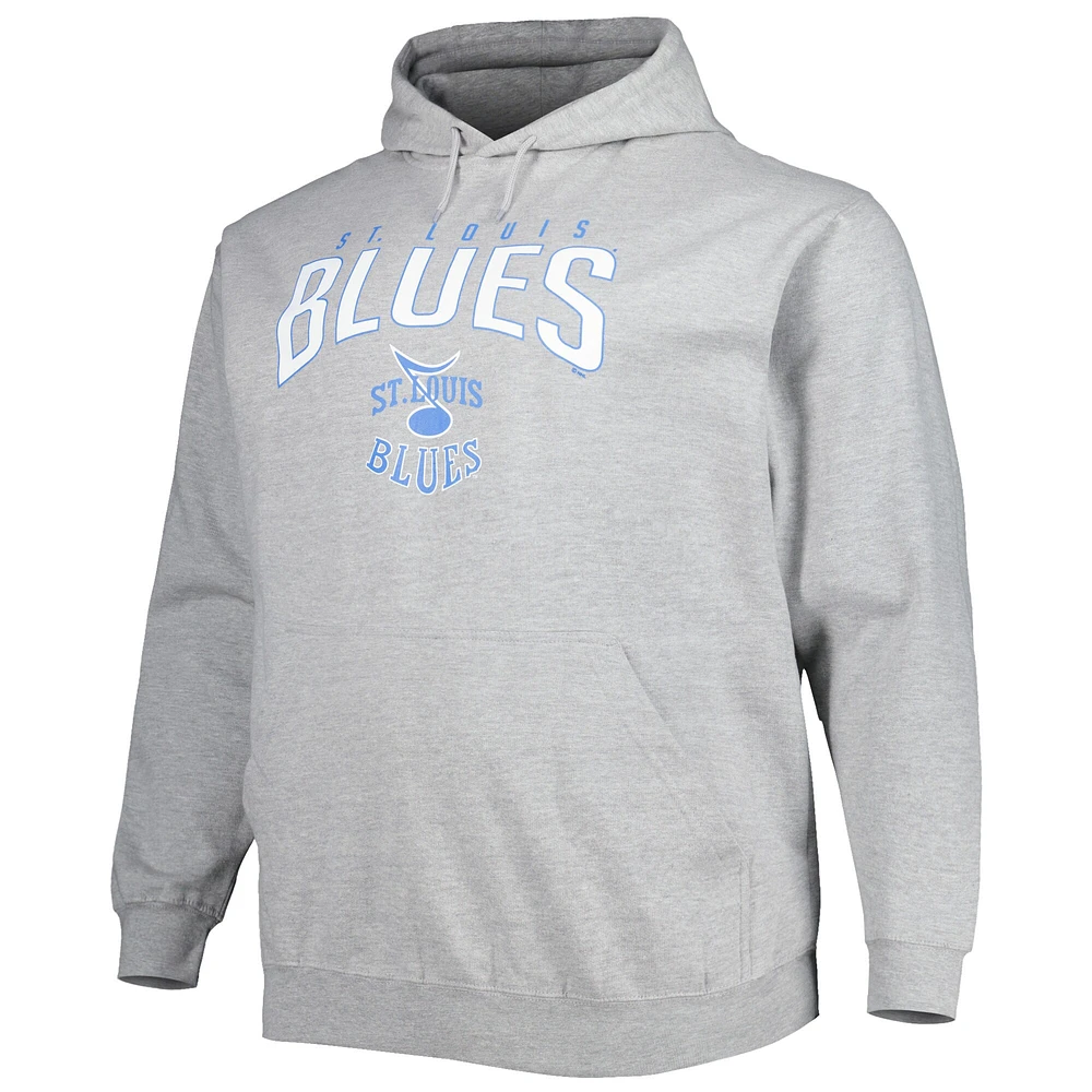 Men's Fanatics Heather Gray St. Louis Blues Special Edition 2.0 Big & Tall Wordmark Pullover Hoodie