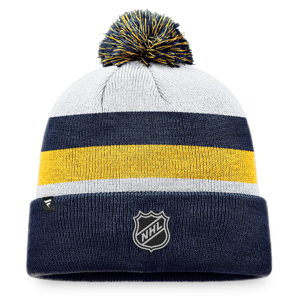 Men's Fanatics Navy/Gold St. Louis Blues Fundamental Cuffed Knit Hat with Pom