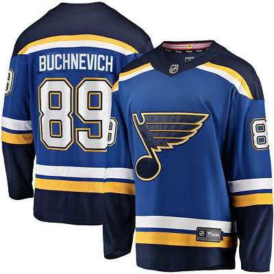 Maillot de joueur échappé à domicile Fanatics Pavel Buchnevich bleu des St. Louis Blues pour hommes