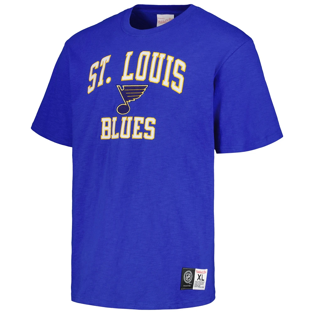 T-shirt bleu flammé légendaire des Blues de St. Louis Mitchell & Ness pour hommes