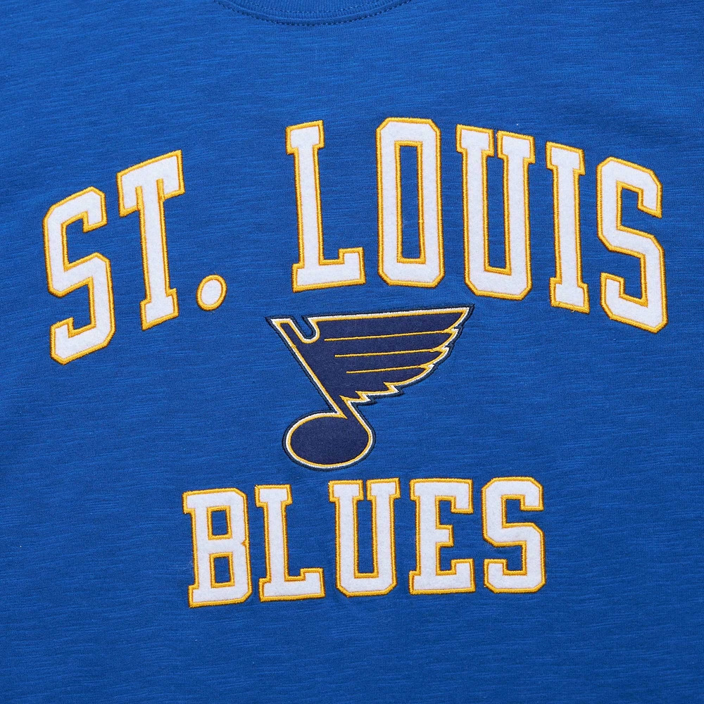 T-shirt bleu flammé légendaire des Blues de St. Louis Mitchell & Ness pour hommes