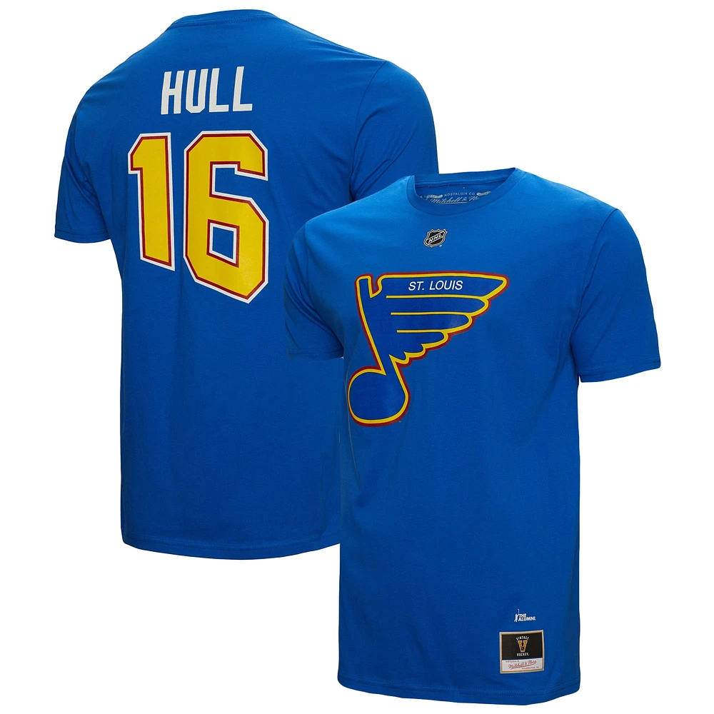 Men's Mitchell & Ness Brett Hull Blue St. Louis Blues Name Number T-Shirt