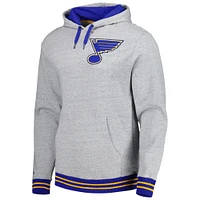 Men's Mitchell & Ness  Heather Gray St. Louis Blues Classic French Terry Pullover Hoodie