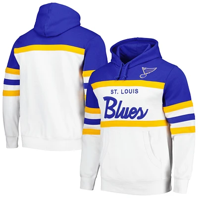Sweat à capuche Mitchell & Ness pour hommes, blanc/bleu, entraîneur-chef des Blues de St. Louis